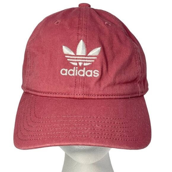 Adidas Trefoil Logo Pink Mauve Hat 100% Cotton White Embroidered Sporty Like New - Picture 1 of 15